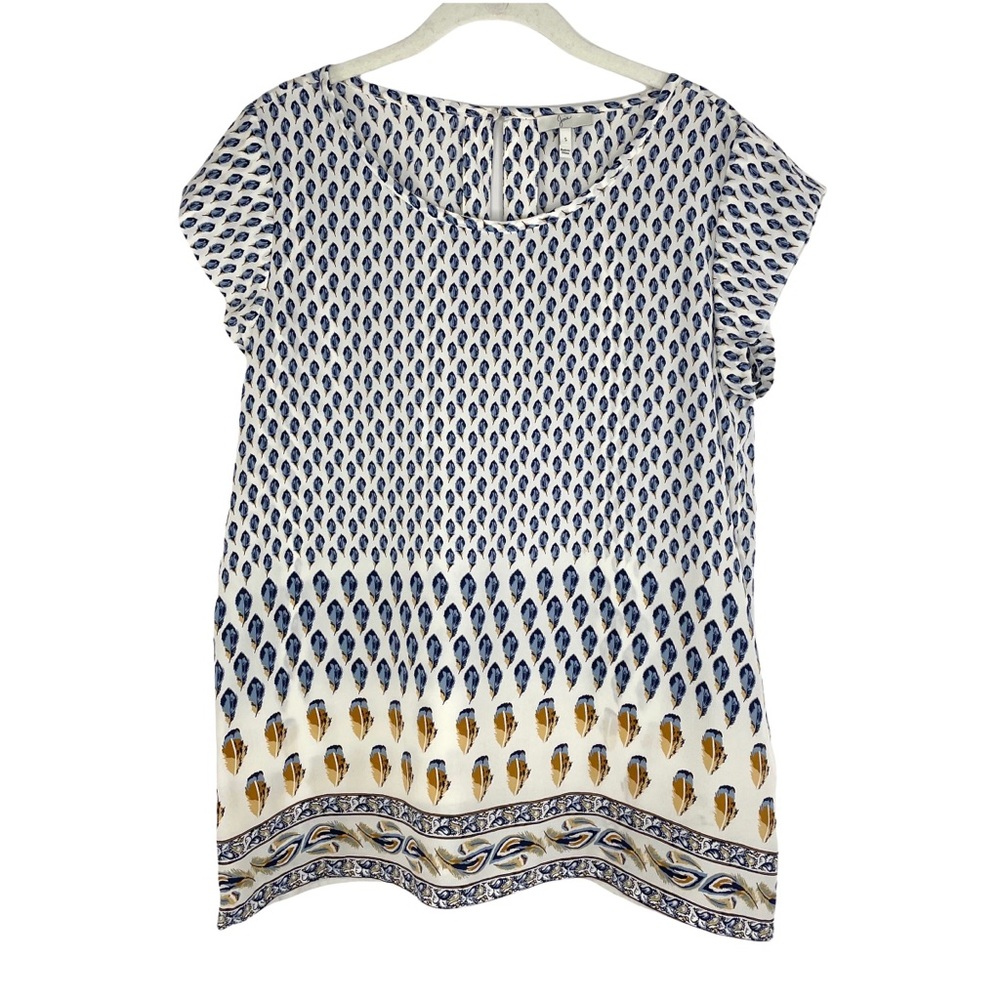 Joie 100% silk feather print blouse top Sz S - Picture 1 of 6
